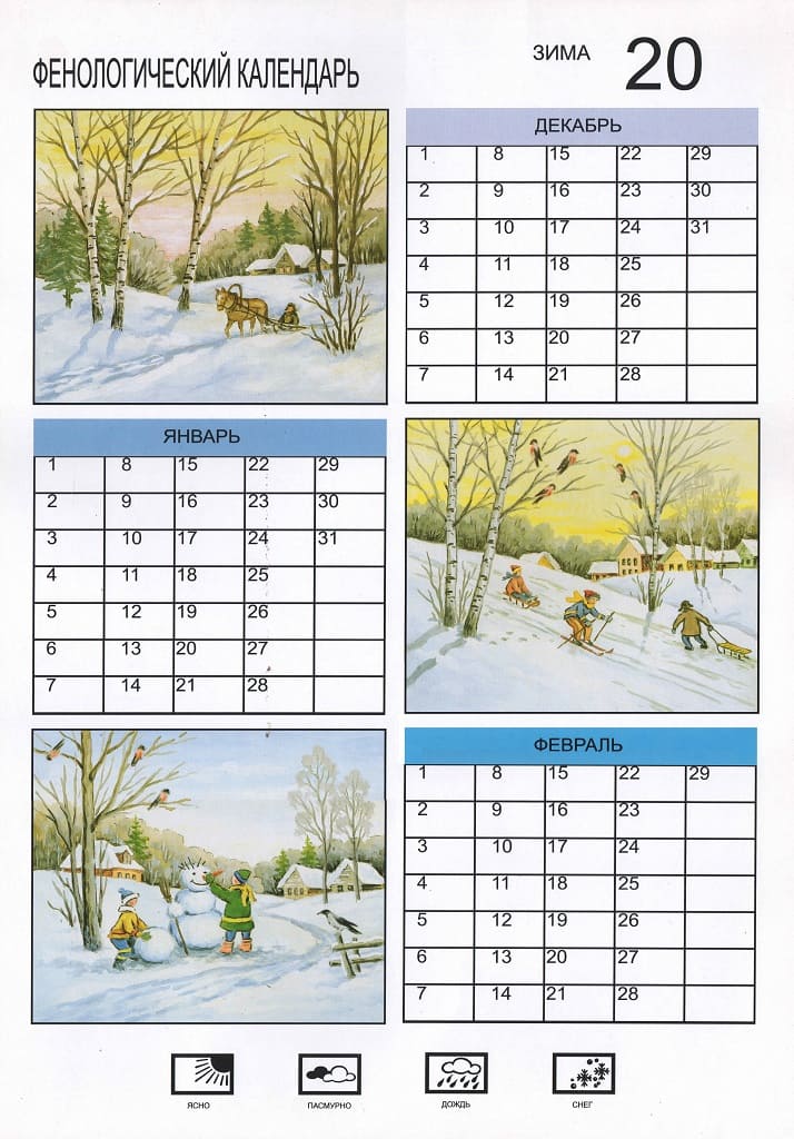 Пособие "Фенологический календарь" (4 таблицы, 60х43см)
