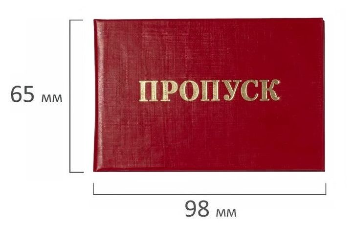 Пропуск красный в жесткой обложке с тиснением, бланк