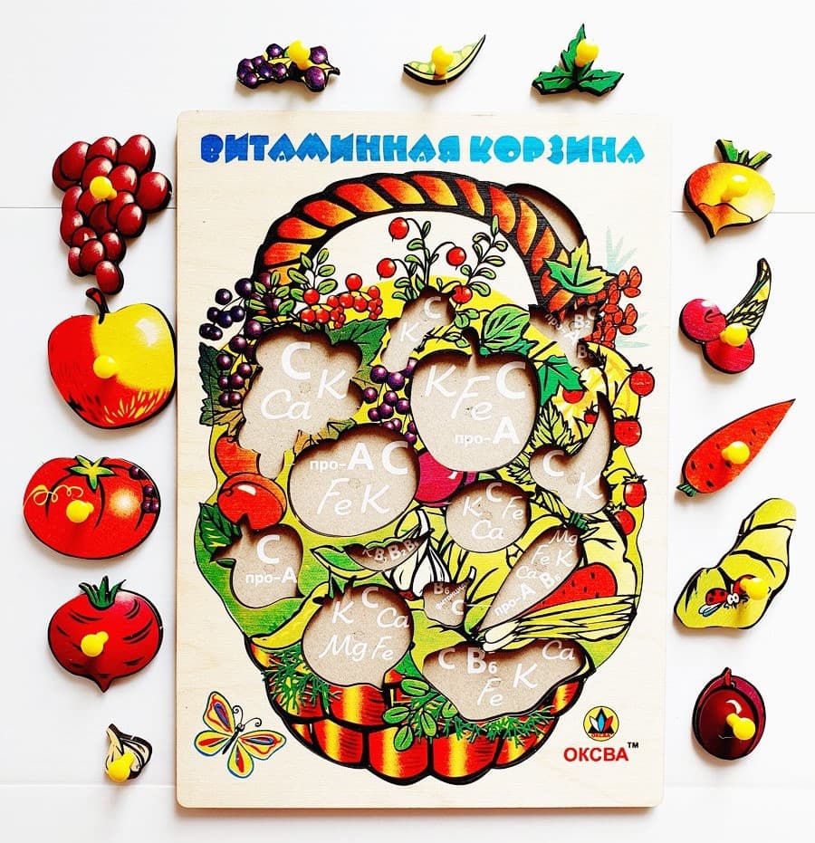 Развивающая игра "Витаминная корзина" (доска Сегена)