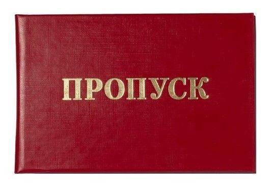 Пропуск красный в жесткой обложке с тиснением, бланк