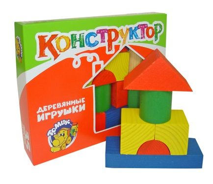 Конструктор деревянный "Цветной" 35 деталей
