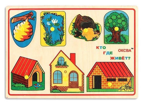 Развивающая игра "Кто где живет?" (доска Сегена)