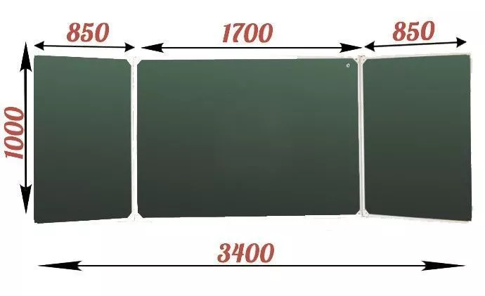 Доска аудиторная трехэлементная комбинированная, 340х100см